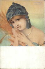 Raphael Kirchner - Beautiful Woman & Wheat LA GLANEUSE c1910 Postcard picture
