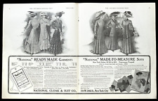 Original 1909 NATIONAL CLOAK 2-Pg Women's Antique Fashion Plate Vtg PRINT AD picture