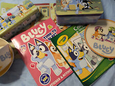 Bluey lot: bowls, plates, place mat, puzzles, books, pencil tin, lunch box tin picture