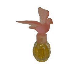 Vintage 1980 Delagar Royal Dove Frosted Glass Pink Bird On Top Perfume Bottle picture
