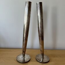 Calvin Klein Swid Powell Modernist Silver Plate Candlesticks Holders 12