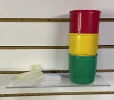 3 VINTAGE Tupperware Stacking 2546-A 7 Ounce  Cups Camping Travel  3x2 LIDS picture