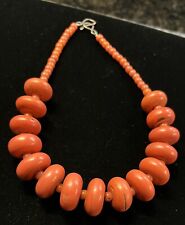 Antique c1900 SHERPA Red Coral NEPAL TIBET Handmade Glass Beads Necklace 18” picture
