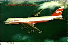 Greetings from San Francisco CA Boeing 747 Aircraft TWA Postcard I63 picture