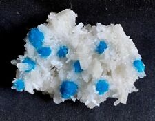 Cavansite multiple blue balls with Stilbite on Chalcedony base # 119 picture