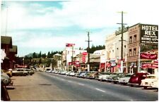 Truckee California Main Street Vintage Postcard Old Cars Signs Hotel Cafe picture