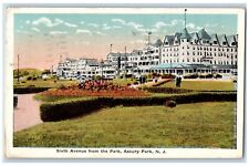 Asbury Park New Jersey NJ Postcard Sixth Avenue Park Garden Flower Building 1921 picture