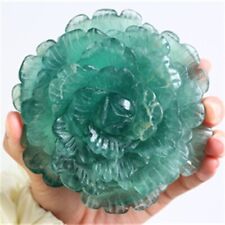 570g Natural Carved Fluorite Flower Reiki Crystal Decor Mineral Specimen Gift picture
