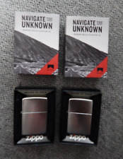 Zippo Windproof Brushed Arch Chrome Lighters New in Box Set of 2 Lighters NEW picture