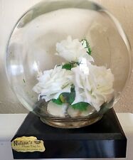 Vintage Glass Globe & Black Plastic Base Bowl O’ Beauty Co. 7” Faux White Flower picture