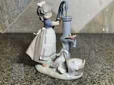 1985 Vintage Lladro SUMMER ON THE FARM - Girl at Pump w/ Ducks #5285 Figurine picture