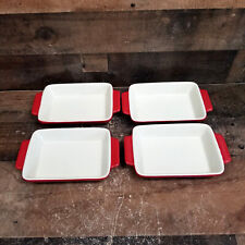 Set of 4 Swiss Pro red Mini Casserole Dishes Cookware 7inX4in picture