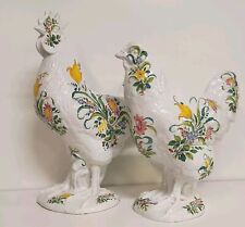 Vintage Ugo Zaccagnini Italy Ceramic Floral  Hen Rooster Chicken Figurine 18