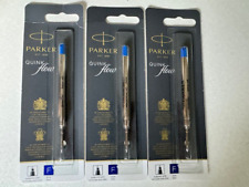 NEW GENUINE Parker Quink Flow Ball Point Pen Refill BLUE Ink FINE 3 PK FRANCE picture