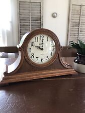 HERMLE SHENANDOAH OAK MANTLE CLOCK WITH DUAL CHIMES NIGHT SHUT OFF BEVELED GLASS picture