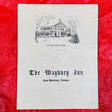 Waybury Inn East Middlebury Vermont Menu Folder With Typed Mimeographed Menu picture