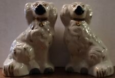 Pair of Beswick 8 inch White and Gold Staffordshire Spaniel Dogs picture