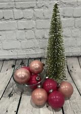 Lot/8 Vintage Mixed Pink Christmas Ornaments. Fuchsia and Light Pink.  3” picture