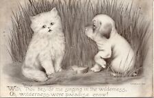 C.1909 Comic Artist Signed Colby Kitten & Puppy IN THE WILDERNESS Postcard 730 picture
