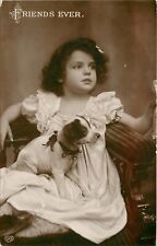 EAS RPPC 960. Pretty Little Girl w/Terrier Puppy Dog, Friends Ever. Posted 1911 picture