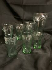 Vintage Coca Cola Green Libbey Glasses ( Set Of 6 ) Plus One Pint Glass picture