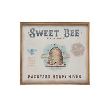 Creative Co-Op Wood Framed Canvas Sweet Bee Backyard Honey Hives Wall Art and... picture