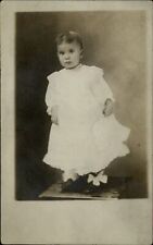 RPPC Pretty Edwardian toddler bows shoes 1904-18 vintage real photo postcard picture