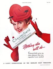 Cigarettes 1939 Print Ad Chesterfield Gives Me More Pleasure 10.5x13.5 picture