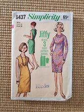 Vintage 1960s Simplicity 6437 MCM Dress Sewing Pattern Size 16 CUT picture