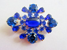 Magnificent Czech Vintage Glass Rhinestone Button    Royal Blue picture