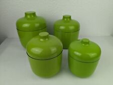 Vtg Set Of 4 Melamine Nesting Kitchen Canisters Made In Japan Green MCM picture
