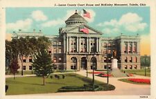 Toledo OH Ohio, Lucas County Court House McKinley Monument, Vintage Postcard picture