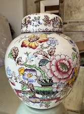 Antique Mason's Patent Ironstone Nabob Ginger Jar  Floral Has Crazing picture
