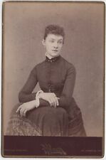 C. 1880s CABINET CARD PHILMAN GORGEOUS YOUNG LADY IN DRESS ST. JOSEPH MISSOURI picture