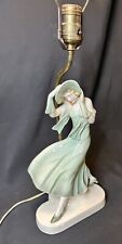 Fasold & Stauch? Art Deco German Porcelain Lady In Green In The Wind Lamp picture