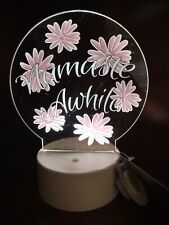 Namaste Awhile Pink Flowered sign BarLamp acrylic Night Light on battery base picture
