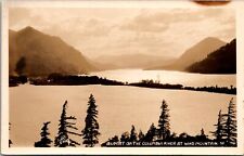 RPPC Sunset on the Columbia River at Wind Mountain WA Vintage Postcard V57 picture