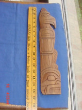 FIRST NATIONS INDIAN CEDAR TOTEM PLAQUE CARVING EAGLE WHALE SIGNED picture