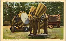 Vintage WWII Military Postcard Airplane Listening & Giant Searchlights US Army picture