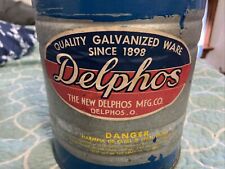 Vintage DELPHOS MFG CO. DELPHOS, OH. GALVANIZED Can/Oil Can with Wood Handle picture