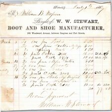 Detroit Letterhead W.W. Stewart Boot and Shoe Manufacturer 1867 picture
