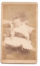 CIRCA 1880s CDV W.S. RICHARDSON LITTLE KID IN WHITE DRESS WARREN PENNSYLVANIA picture