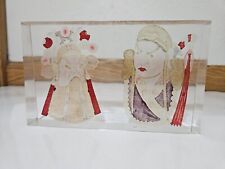 Paper Cut Warriors In Acrylic Chinese Japanese Paperweight Art Asian Oriental picture