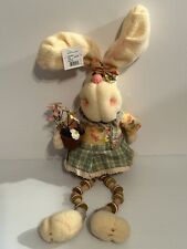 Vintage Easter Rabbit Shelf Sitter 18” Button Legs Spring Decoration With Tag picture