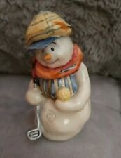 Glazed Ceramic Pottery Christmas Golf Snowman Decor and Gifts 3.5