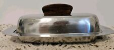 Vintage MCM 18-8 Stainless Steel Butter Dish With Teak Knob Made In Denmark picture