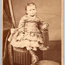 c1870s Reading, PA Upset Little Girl CdV Photo Card Leaman & Lee H14 picture
