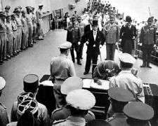 Japanese Officers Signing Surrender USS Missouri 8x10 WWII Photo 864 picture