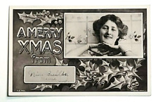 RPPC Postcard~ Rotary Photographic Series~ A Merry Xmas From~ Woman Posed picture