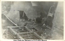 RPPC Postcard USS West Bridge ID 2888 WWI Cargo Ship Damage From Torpedo picture